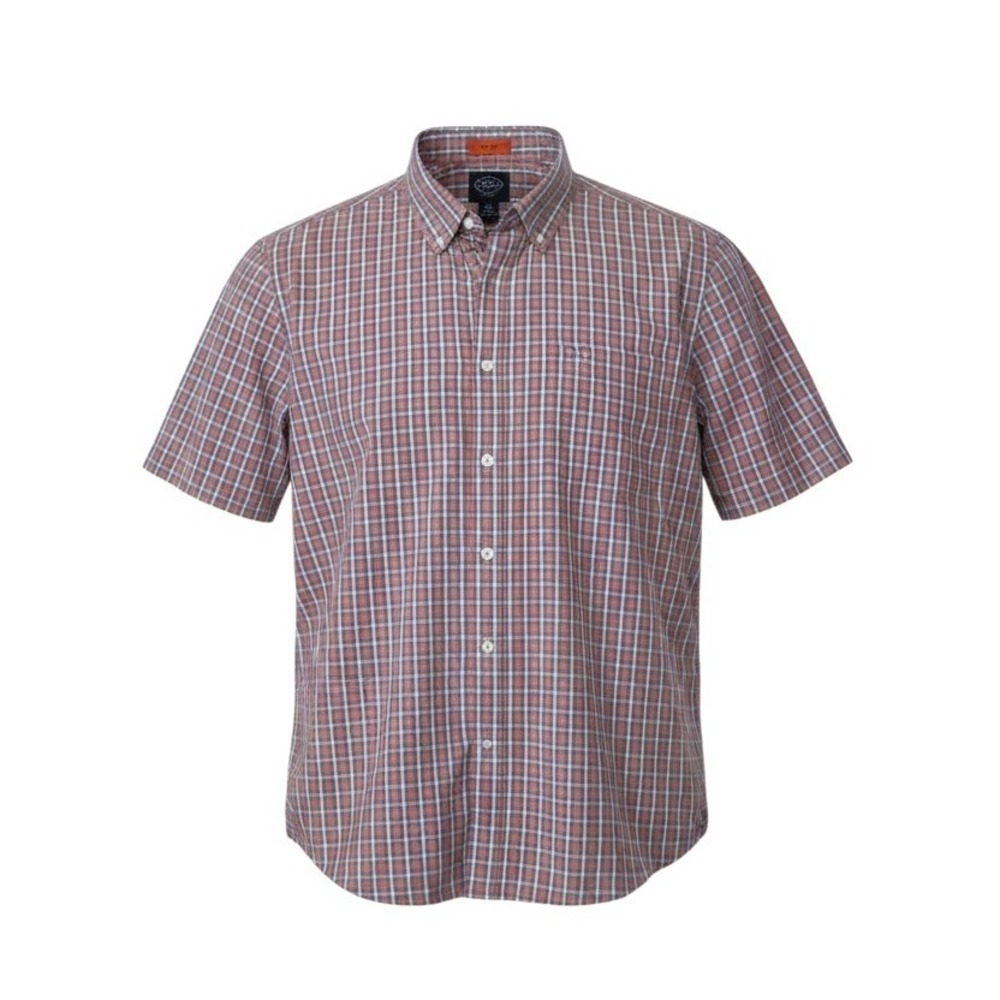 St. John's Bay No Tuck Shirt XXL Plaid Mens Comfort Flex Short Sleeve EX